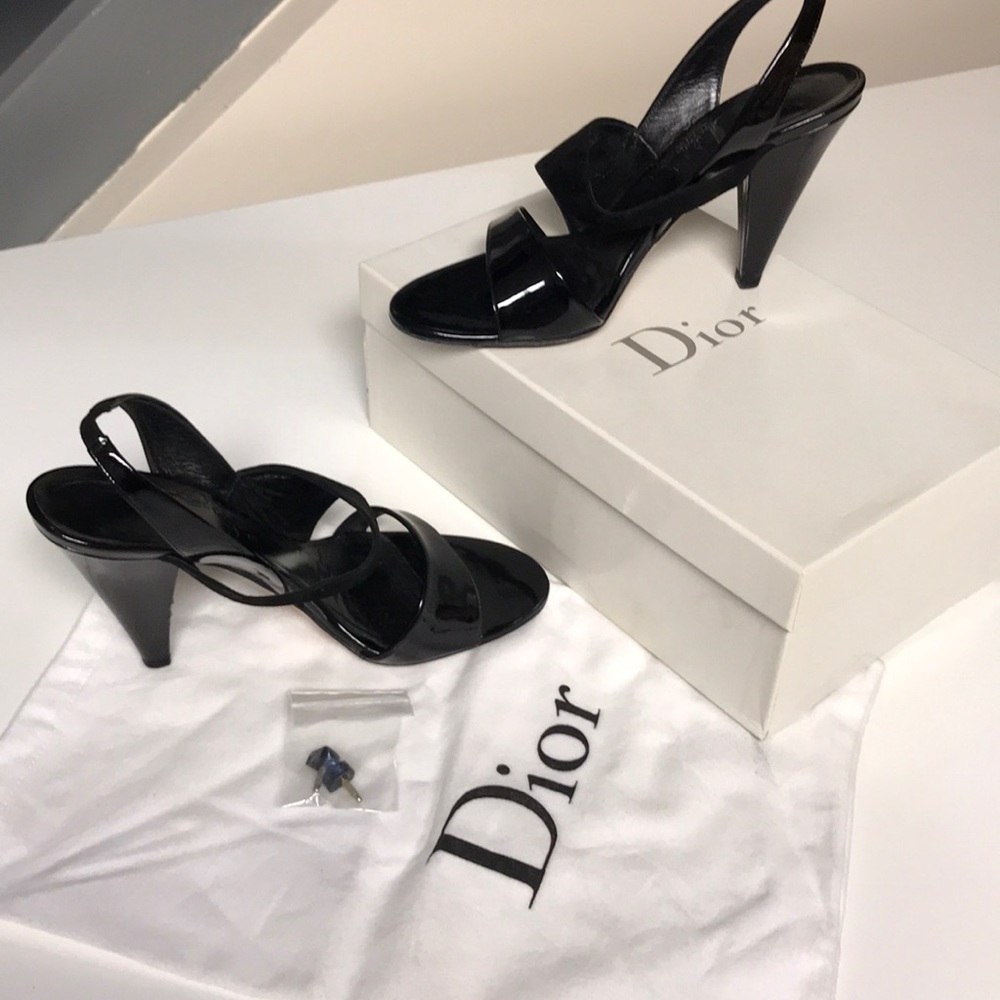 Christian Dior Black Slingback Sandals sz 8 1/2